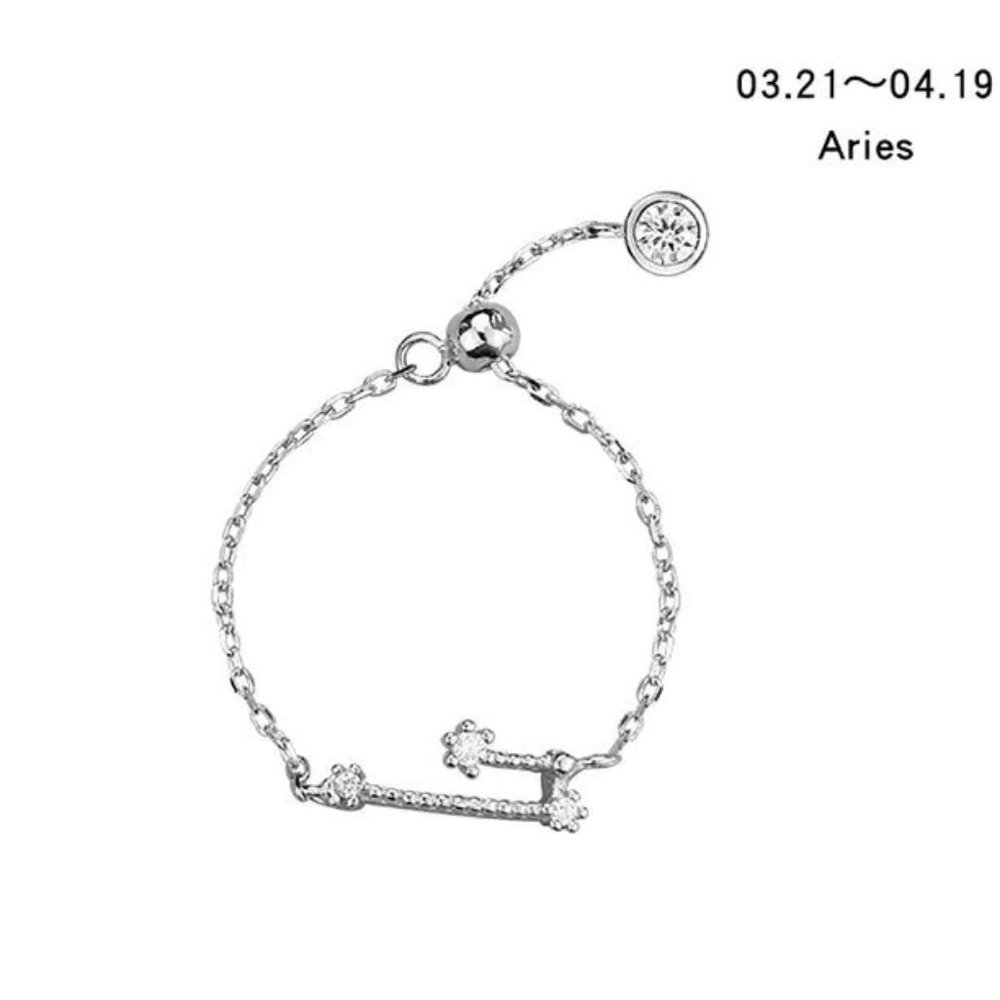 *925 Sterling Silver Zodiac Resizable Ring-Aries A